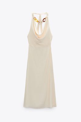 HALTER DRESS WITH LINK NECKLACE