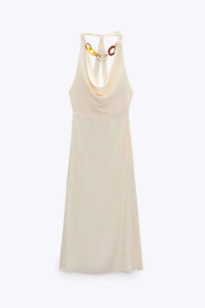 HALTER DRESS WITH LINK NECKLACE