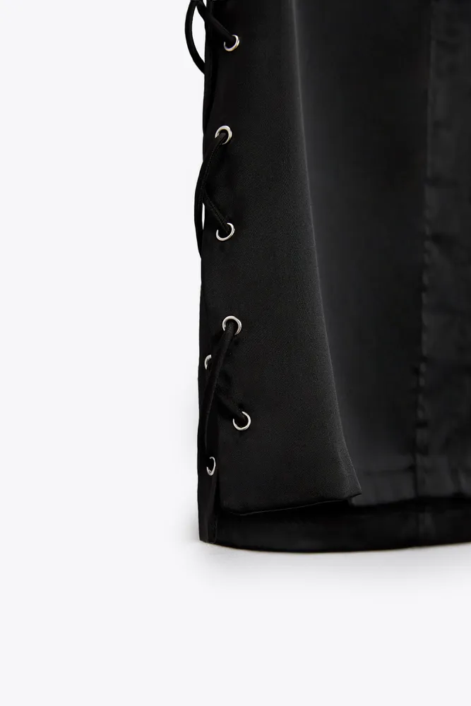 NWOT Zara Black satin effect corset top