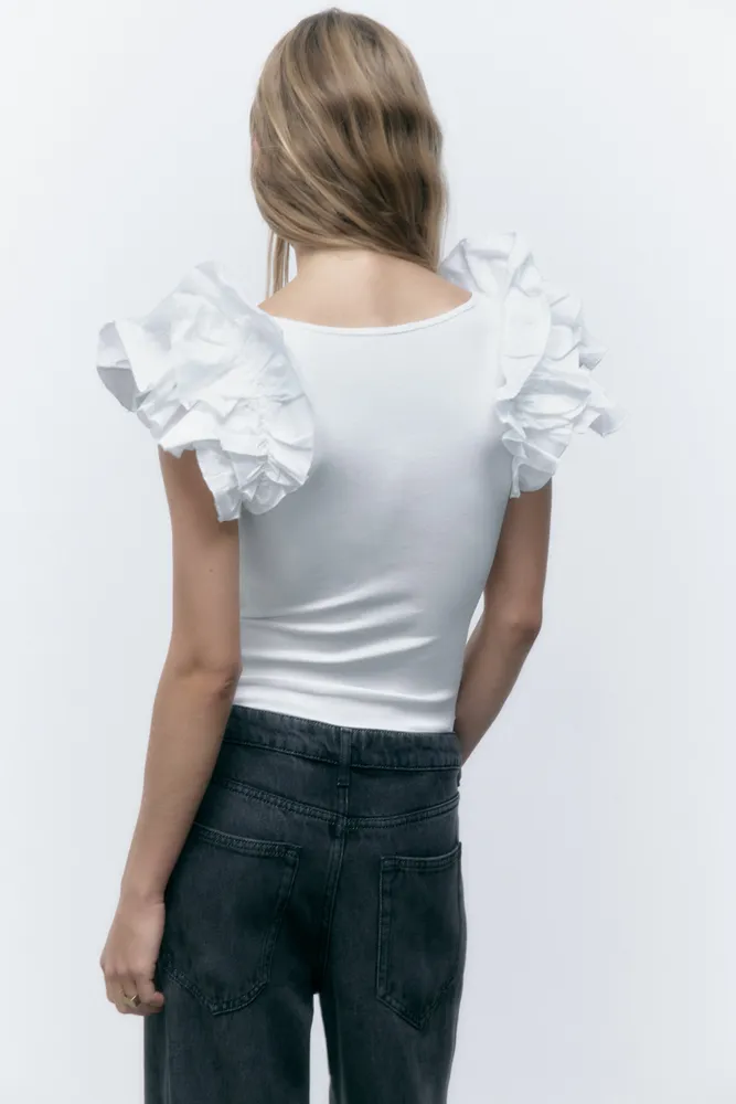 Zara RUFFLED RIB BODYSUIT