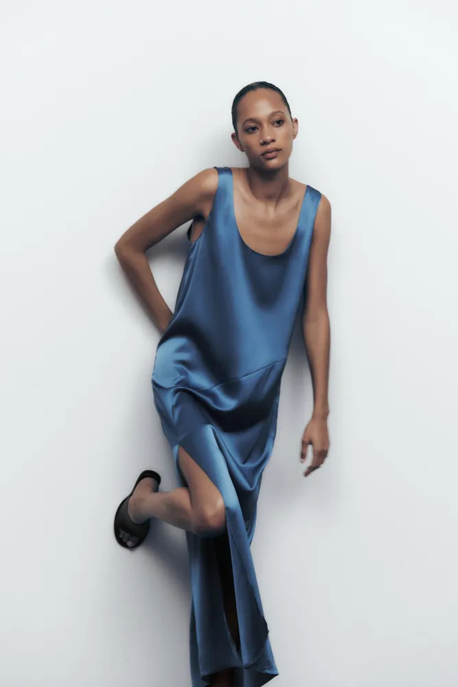 Zara LONG SATIN EFFECT DRESS | Mall of America®