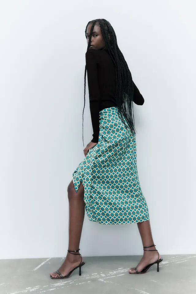 Zara GEOMETRIC PRINT MIDI SKIRT