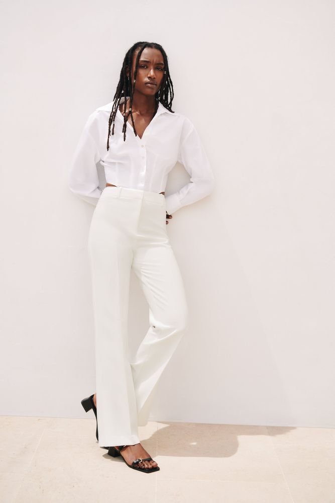 Zara STRAIGHT CUT PANTS WITH SLITS | Metropolis at Metrotown