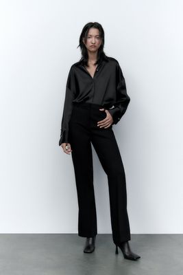 Zara STRAIGHT SLIT PANTS | Metropolis at Metrotown