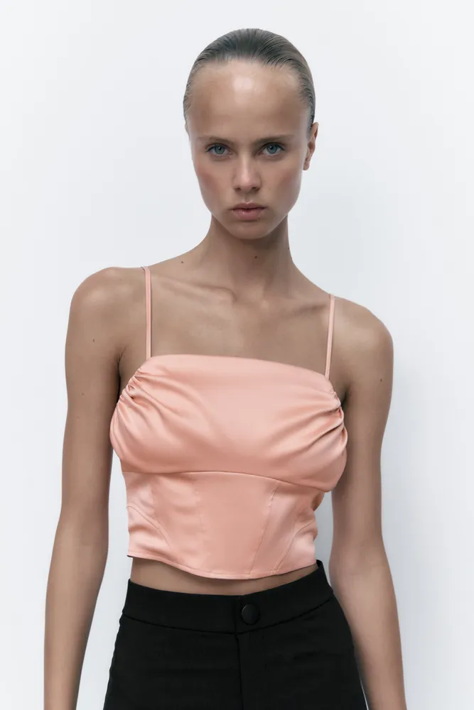New ZARA Hot Pink Corset Bustier  Pink corset, Summer photoshoot