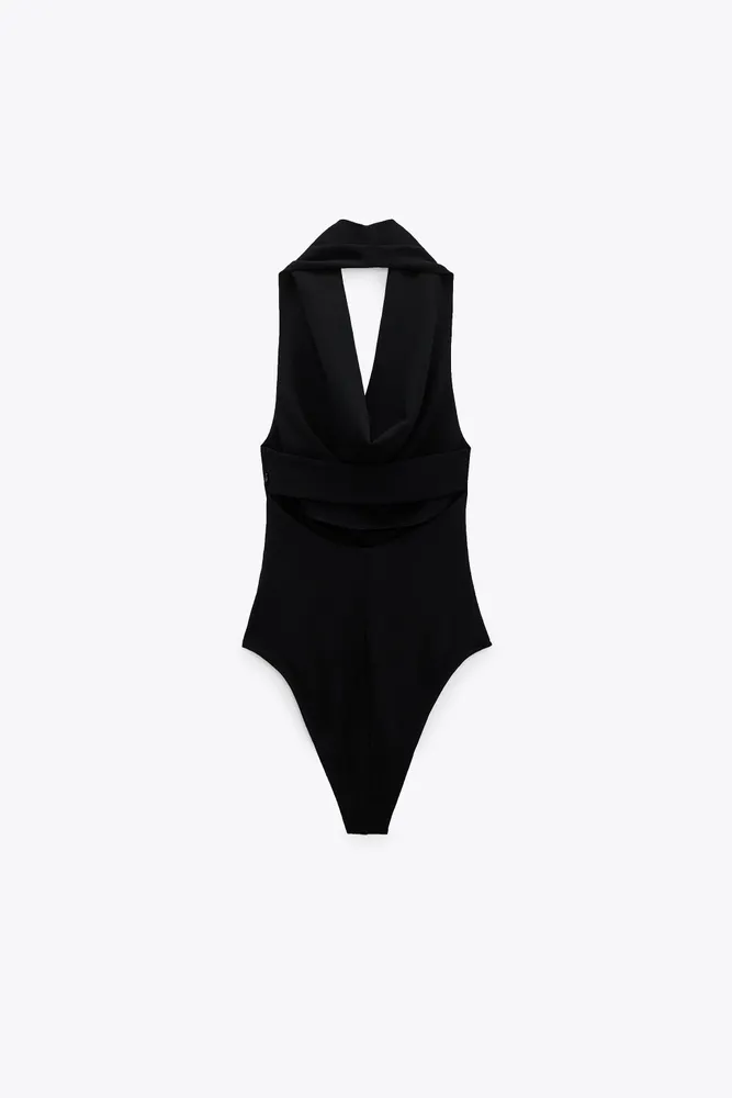 Zara Black V-Neck Bodysuit