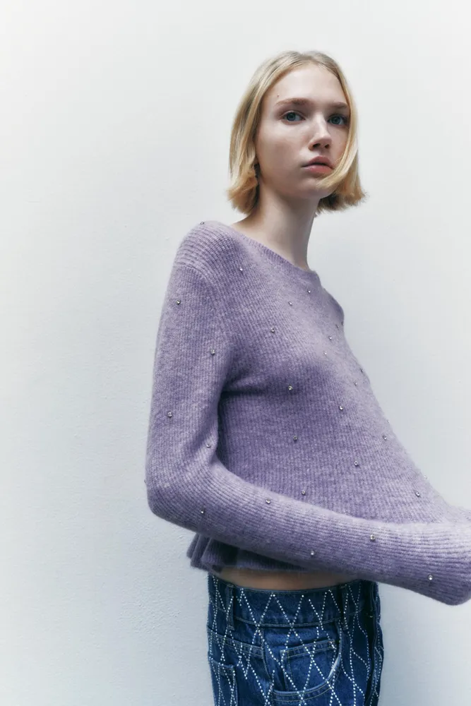 KNIT SWEATER WITH BEADING