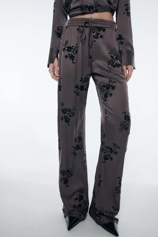 EMBROIDERED SEQUIN PANTS