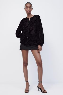Zara VELVET BLOUSE | Metropolis at Metrotown