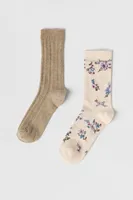 KIDS/ TWO-PACK OF TEXTURED FLORAL SOCKS