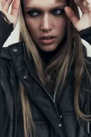 FAUX LEATHER PUFFER VEST