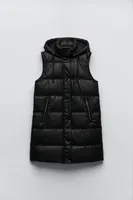 FAUX LEATHER PUFFER VEST