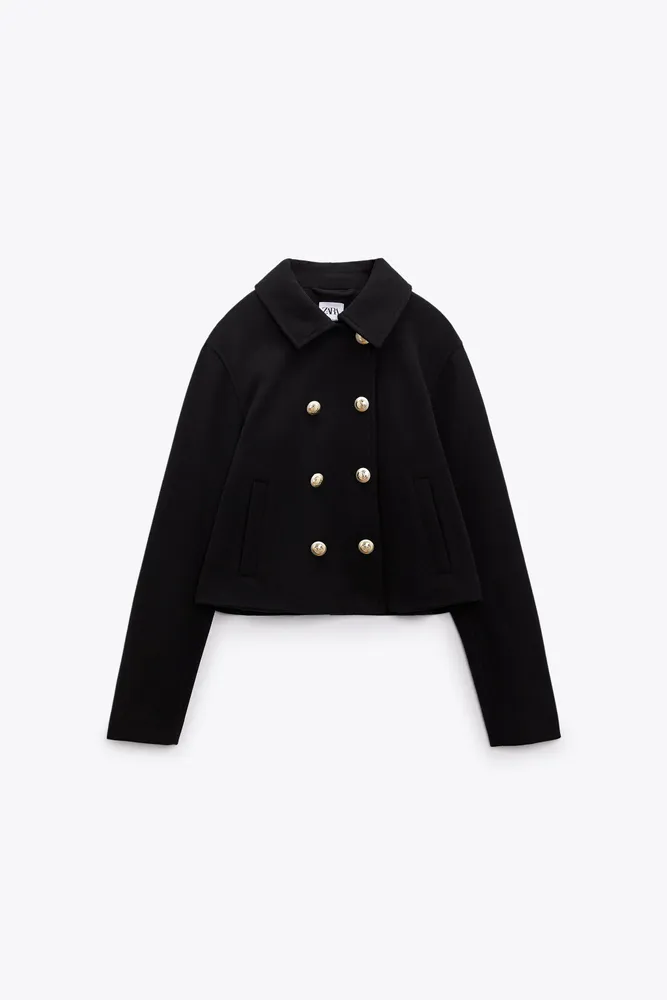 CROPPED JACKET WITH GOLD BUTTONS