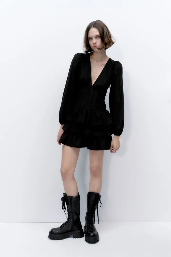 textured short dress zara