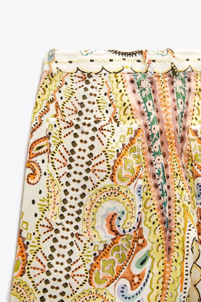 Zara PRINTED FLARED PANTS