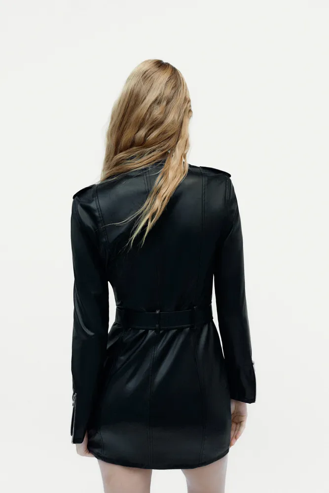 ZIPPERED FAUX LEATHER DRESS