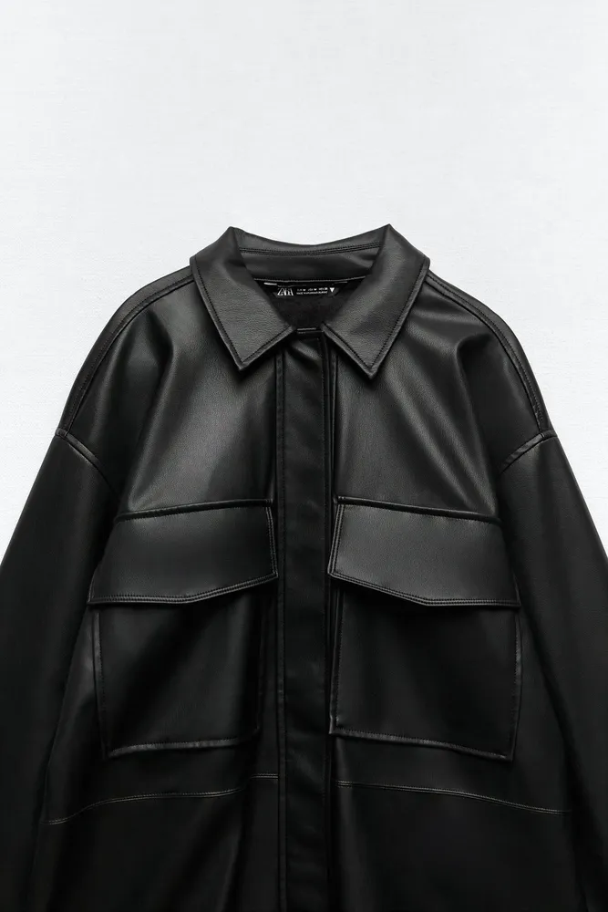 FAUX LEATHER OVERSHIRT