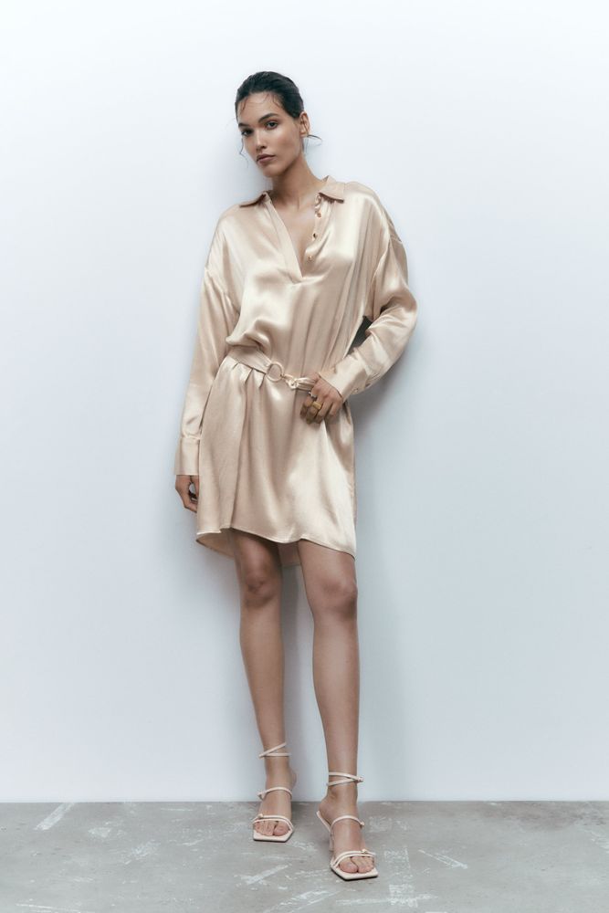 Zara SATIN EFFECT SHIRT DRESS | Metropolis at Metrotown