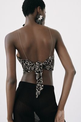 Zara CHAIN STRAP HALTER TOP | Metropolis at Metrotown