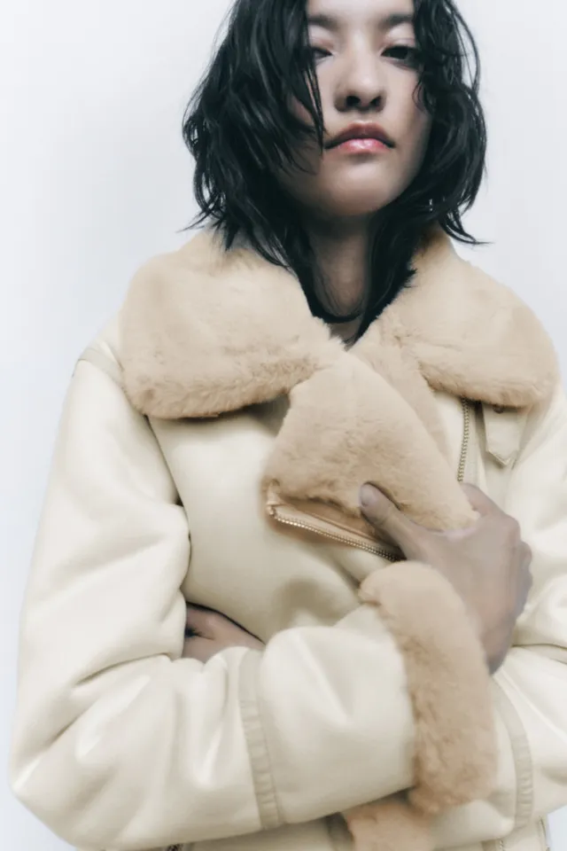 faux suede double faced long jacket zara