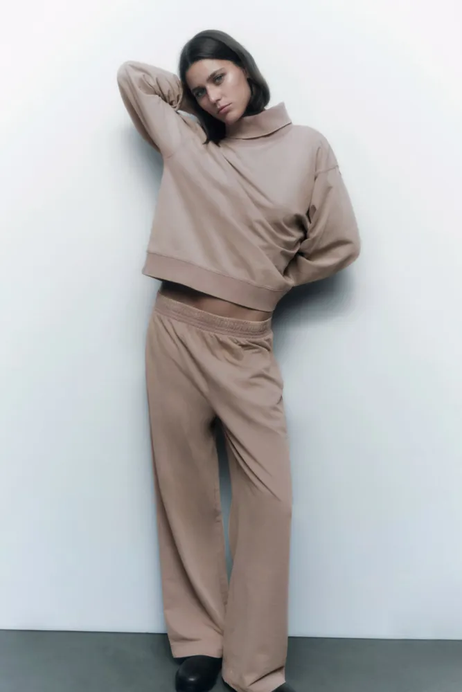 washed effect wide leg pants zara