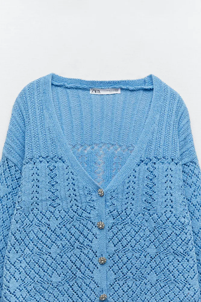 KNIT CARDIGAN WITH JEWEL BUTTONS
