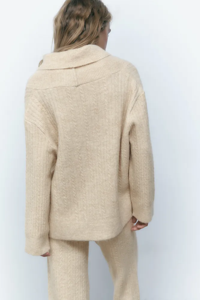 RIB CABLE KNIT SWEATER
