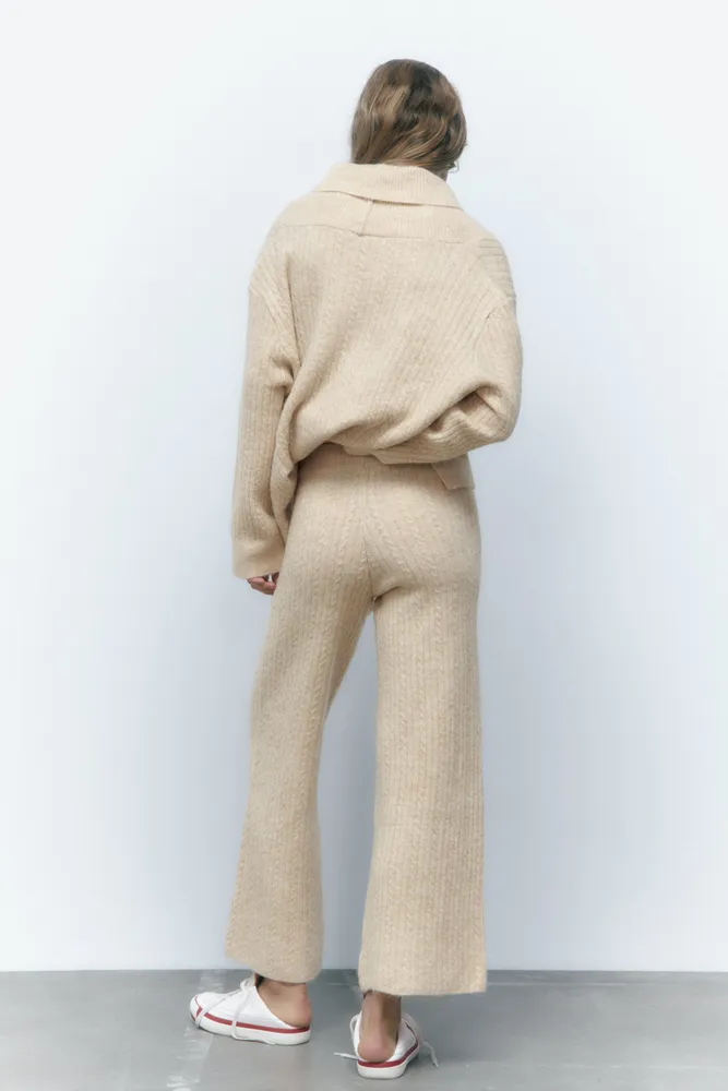 Zara RIB CABLE KNIT PANTS