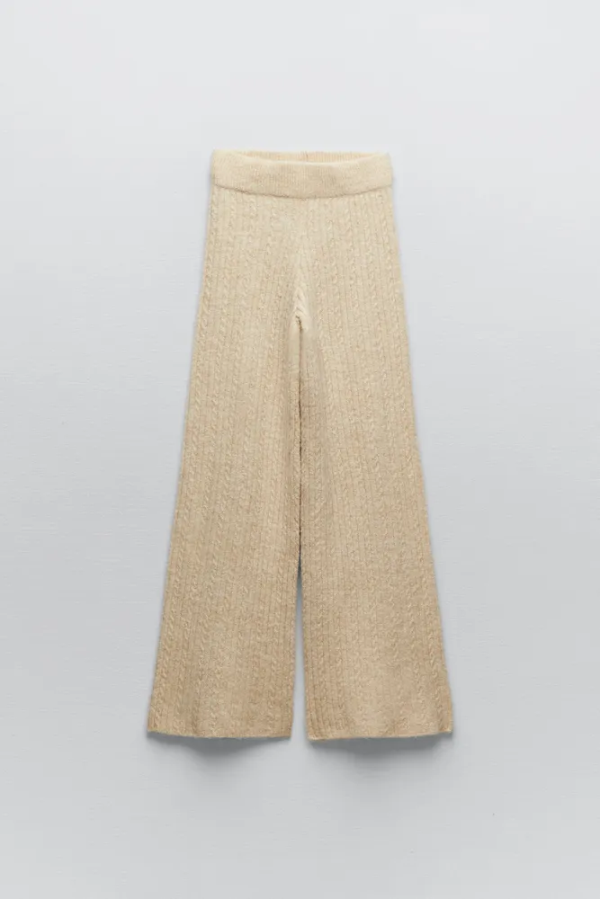 Zara RIB CABLE KNIT PANTS