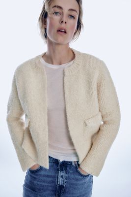 boucle knit cardigan