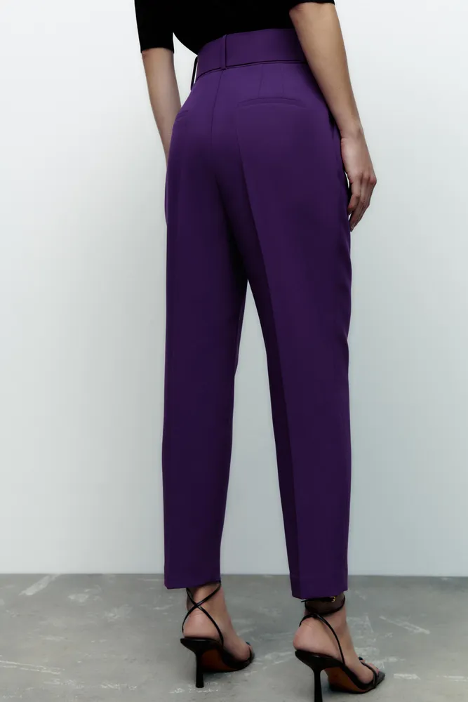 Zara PANTS WITH FABRIC-COVERED BELT