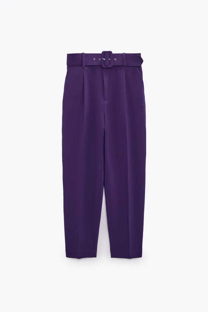 PANTS WITH FABRIC-COVERED BELT