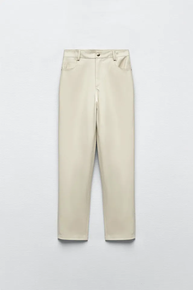 Shop ZARA 2023-24FW FAUX LEATHER MOM FIT PANTS (4387/285) by