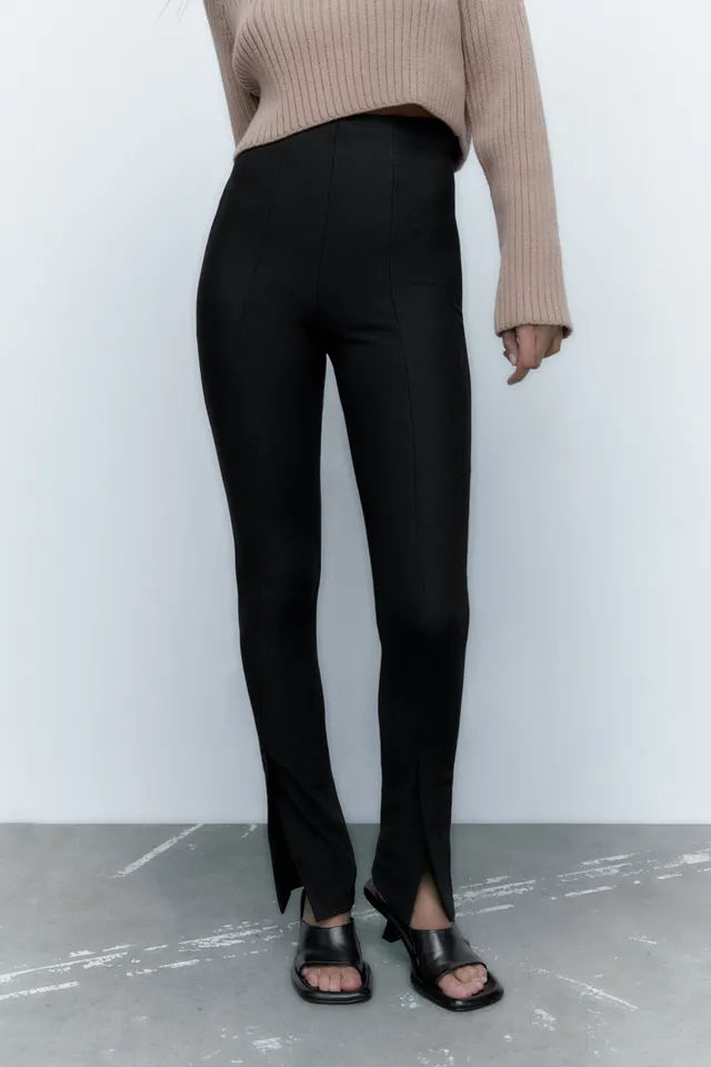 Zara FRONT SLIT RIBBED LEGGINGS