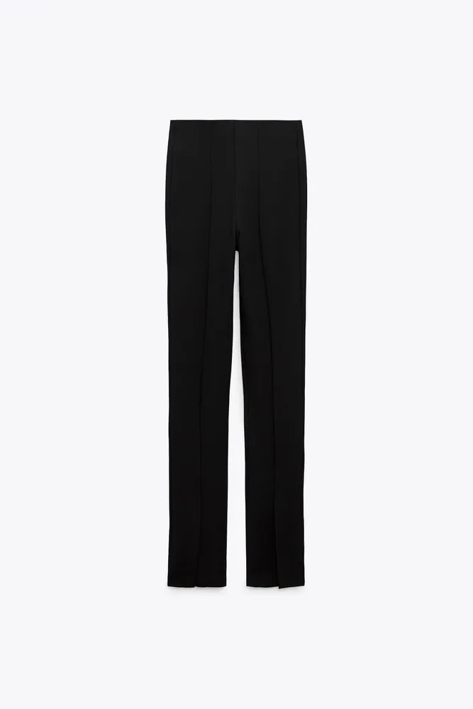 Zara FRONT SLIT RIBBED LEGGINGS