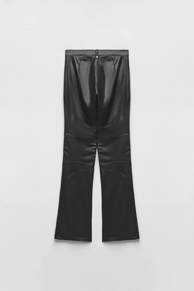 ZARA Faux Leather Black flare Pants Size Xl - $44 - From Ava