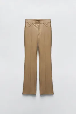 FAUX LEATHER FLARED PANTS