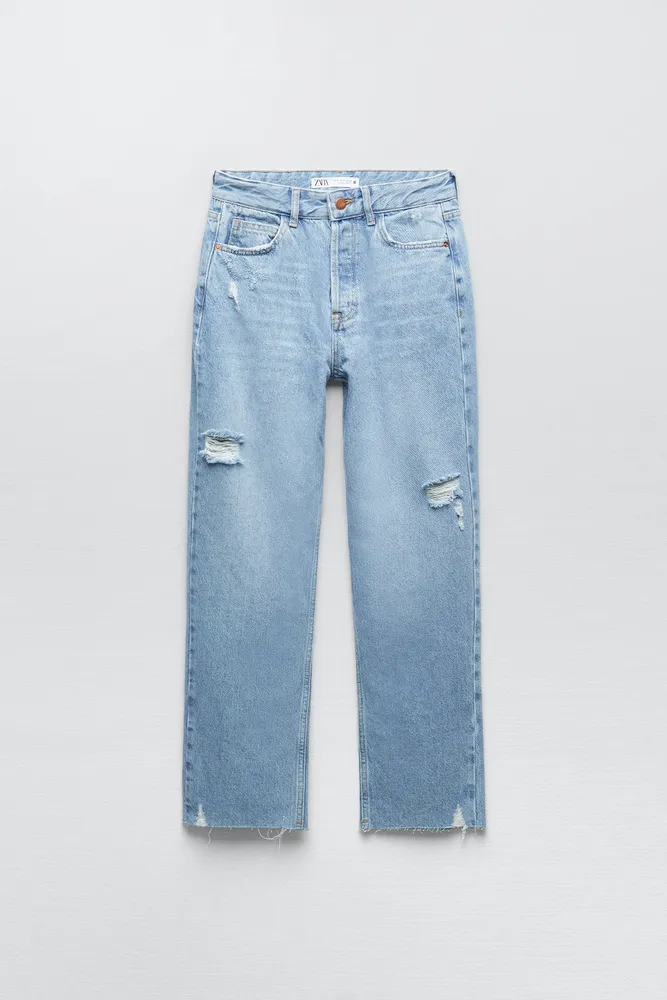 Z1975 RIPPED STRAIGHT CROPPED JEANS