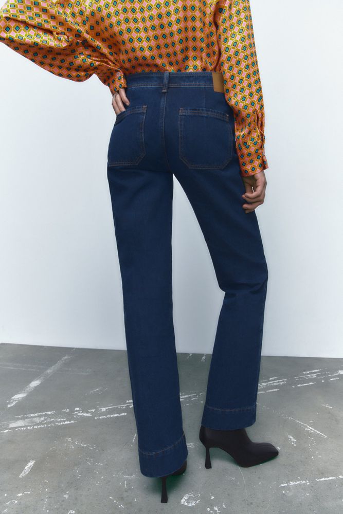 Z1975 HIGH-RISE STRAIGHT JEANS WITH BELT - Mid-blue