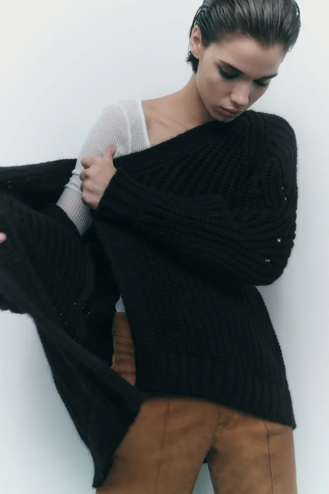LONG OPEN FRONT KNIT CARDIGAN