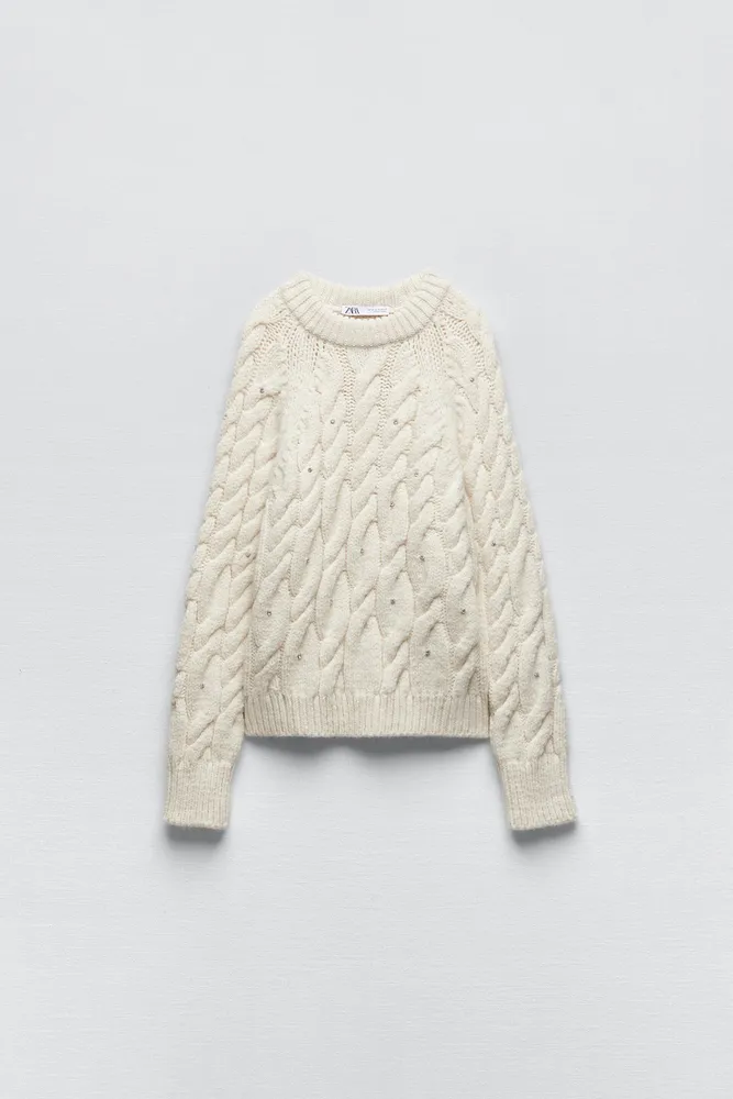 SPARKLY CABLE KNIT SWEATER