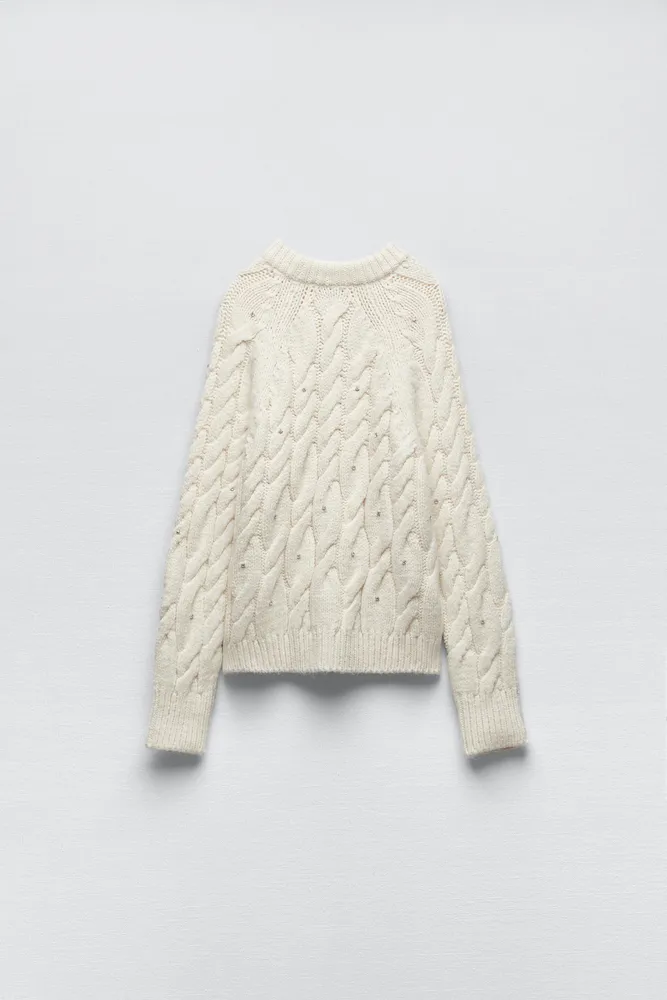 SPARKLY CABLE KNIT SWEATER