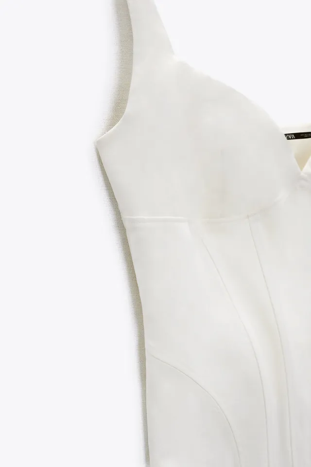 ZARA Linen Blend Corset Bodysuit - White, Women's Fashion, Tops, Sleeveless  on Carousell