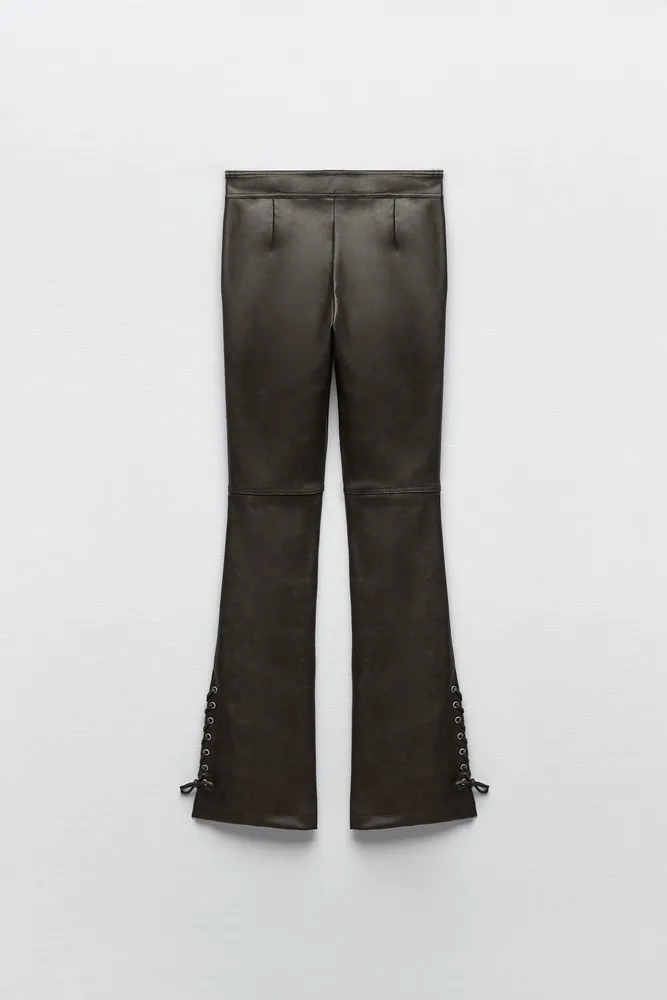 LACED FAUX LEATHER PANTS