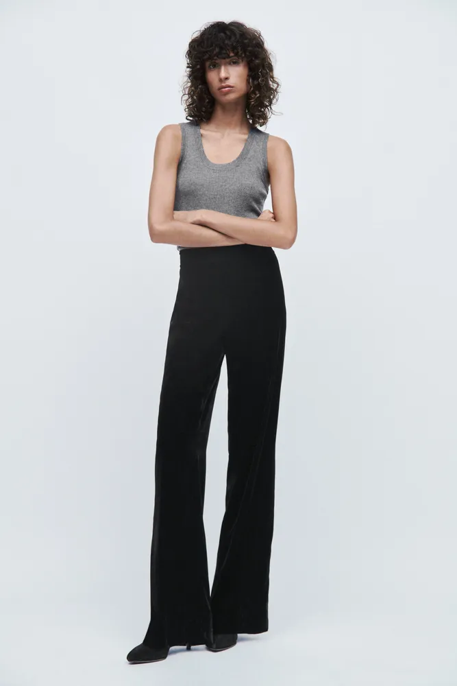 Zara Grey Velvet Trousers Size Large REF 2731 247 | eBay
