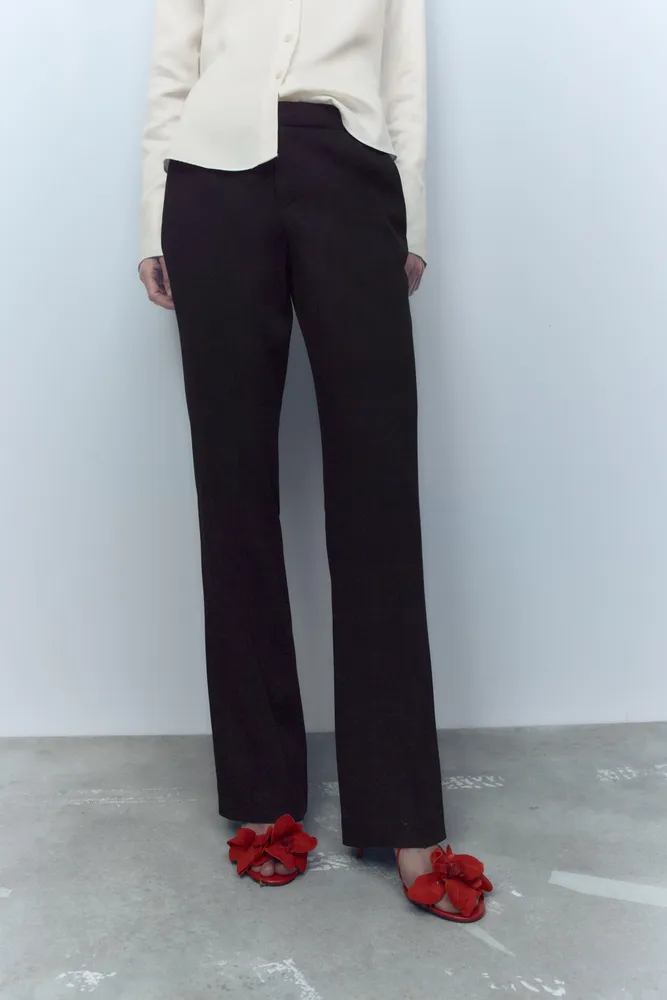 Zara Purple Geometric Flared Leg Trouser Pants Size S or M | eBay
