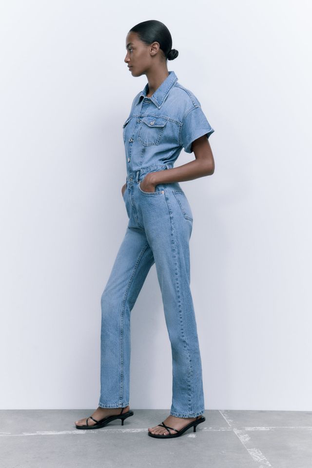 denim jumpsuit zara