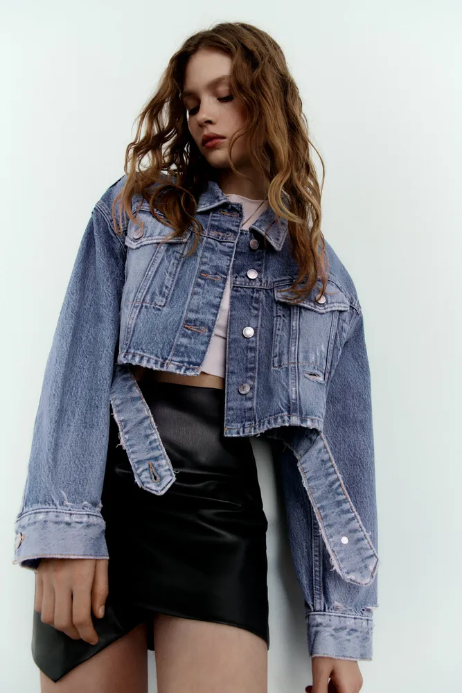 Nyla Distressed Cropped Denim Jacket – Ycinah House of Threads