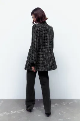 DOUBLE BREASTED TEXTURED WEAVE JACKET
