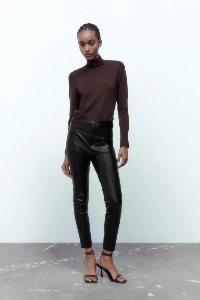 STATE FAUX LEATHER LEGGINGS - Leather Pants-PANTS-WOMAN, ZARA United  States